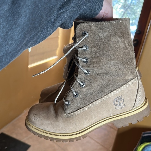 Timberland Authentics Waterproof Roll-Top Boot Size 7.5 Light Brown Nubuck - Picture 8 of 14